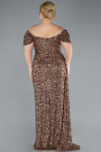 Robe De Soirée Grande Taille Longue Squameuse Cuivre ABU4863