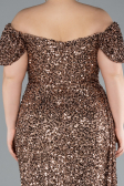 Robe De Soirée Grande Taille Longue Squameuse Cuivre ABU4863