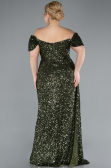 Robe De Soirée Grande Taille Longue Squameuse Kaki ABU4863