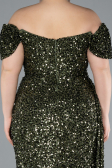 Robe De Soirée Grande Taille Longue Squameuse Kaki ABU4863