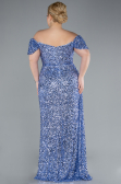 Robe De Soirée Grande Taille Longue Squameuse Indigo ABU4863