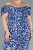 Robe De Soirée Grande Taille Longue Squameuse Indigo ABU4863