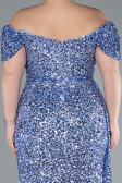 Robe De Soirée Grande Taille Longue Squameuse Indigo ABU4863