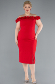 Robe De Fête Grande Taille Midi Rouge ABK2318