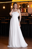 Robe de Soirée Longue Mousseline Blanc ABU4866