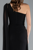 Robe de Soirée Longue Mousseline Noir ABU4406