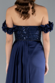 Robe de Soirée Longue Satin Bleu Marine ABU4895
