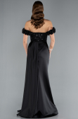 Robe de Soirée Longue Satin Noir ABU4895