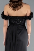 Robe de Soirée Longue Satin Noir ABU4895