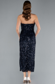 Robe de Cérémonie Midi Squameuse Bleu Marine ABK2335