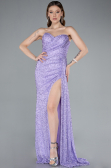 Robe de Soirée Longue Perlé Lilas ABU4871