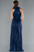 Robe de Soirée Longue Mousseline Bleu Marine ABU4811