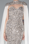 Robe de Soirée Longue Squameuse Beige ABU4910