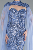 Robe de Soirée Longue Squameuse Indigo ABU4910