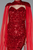 Robe de Soirée Longue Squameuse Rouge ABU4910
