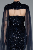 Robe de Soirée Longue Squameuse Bleu Marine ABU4910