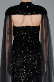 Robe de Soirée Longue Squameuse Noir ABU4910