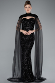 Robe de Soirée Longue Squameuse Noir ABU4910