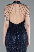 Robe de Soirée Longue Perlé Bleu Marine ABU4912