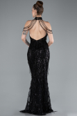 Robe de Soirée Longue Perlé Noir ABU4912