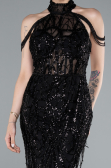 Robe de Soirée Longue Perlé Noir ABU4912