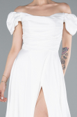 Robe De Soirée Satin Longue Blanc ABU4508