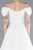 Robe De Soirée Satin Longue Blanc ABU4508