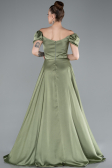 Robe de Soirée Longue Satin Kaki ABU4508