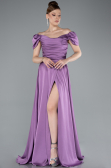 Robe De Soirée Satin Longue Lilas ABU4508