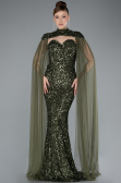 Robe de Soirée Longue Squameuse Kaki ABU4910