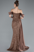 Robe De Soirée Squameuse Longue Cuivre ABU4085