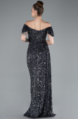 Robe De Soirée Squameuse Longue Anthracite ABU4843