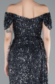 Robe De Soirée Squameuse Longue Anthracite ABU4843