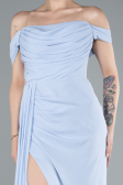 Robe de Soirée Longue Mousseline Bleu clair ABU4925