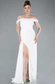 Robe de Soirée Longue Mousseline Blanc ABU4925