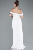 Robe de Soirée Longue Mousseline Blanc ABU4925