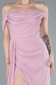 Robe de Soirée Longue Mousseline Poudre ABU4925
