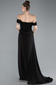 Robe de Soirée Longue Mousseline Noir ABU4925