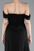 Robe de Soirée Longue Mousseline Noir ABU4925