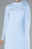 Tenue de Soirée Voilée Longue Bleu clair ABU4931