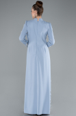 Tenue de Soirée Voilée Longue Gris-Indigo ABU4931