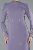 Tenue de Soirée Voilée Longue Lavande ABU4931