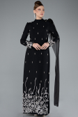 Tenue de Soirée Voilée Longue Noir ABU4931