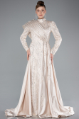 Tenue de Soirée Voilée Longue Beige ABU4932