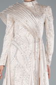 Tenue de Soirée Voilée Longue Beige ABU4932