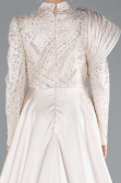 Tenue de Soirée Voilée Longue Beige ABU4932