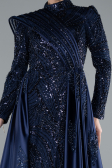 Tenue de Soirée Voilée Longue Bleu Marine ABU4932