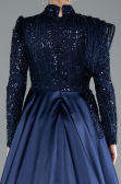 Tenue de Soirée Voilée Longue Bleu Marine ABU4932
