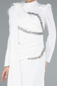 Tenue de Soirée Voilée Longue Blanc ABU4934
