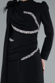 Tenue de Soirée Voilée Longue Noir ABU4934